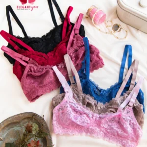 beautiful colors lace pattern daily wear bra