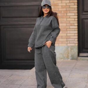winter 2 pcs button fashion hooded winter tracksuit