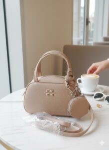 Home prada brown canvas & leather satchel bag (copy)