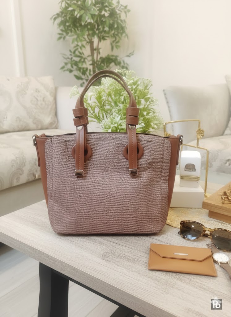 prada brown canvas & leather satchel bag prada brown canvas & leather satchel bag